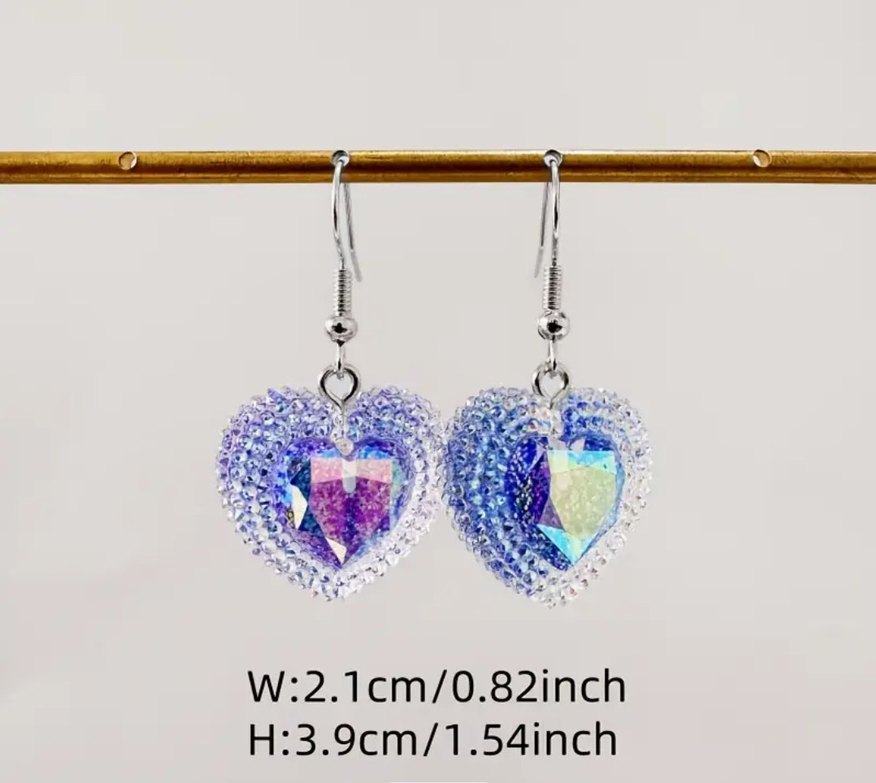 Renkli Boncuklu Kalp Küpe - Görsel 3