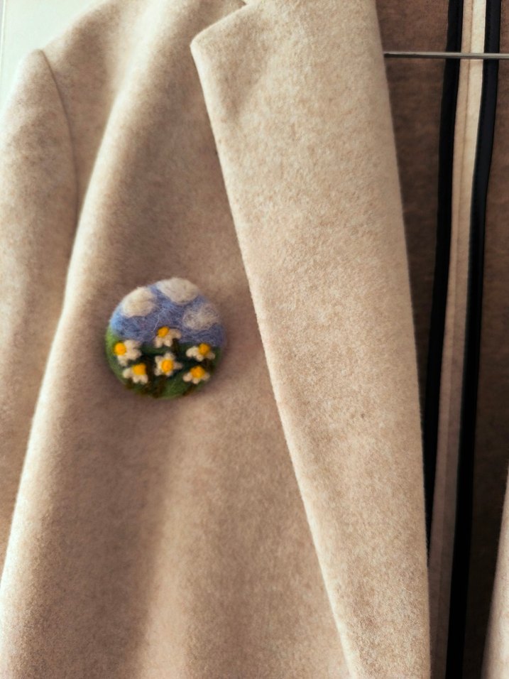 Bohem Tarzı Yün Çiçekli Dekoratif Broş - Görsel 3
