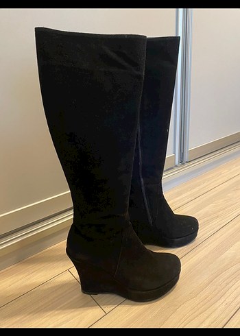 Flower dolgu taban süet çizme - Görsel 2