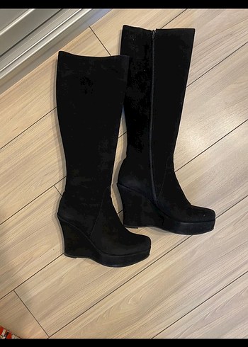 Flower dolgu taban süet çizme - Görsel 4