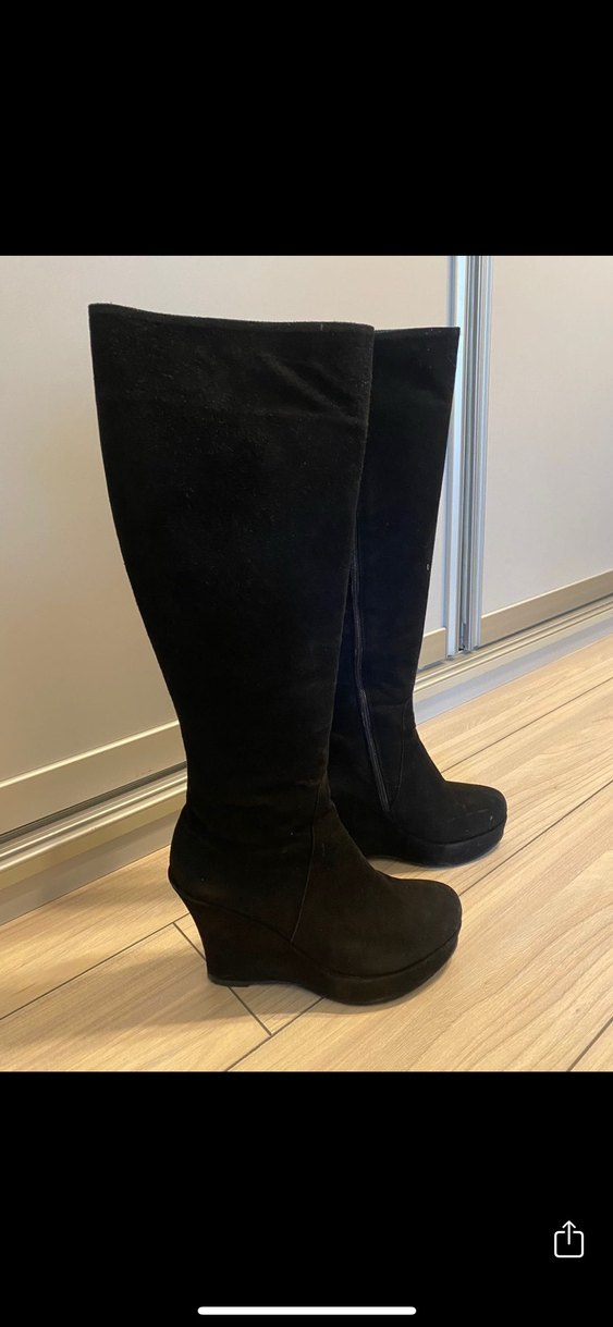 Flower dolgu taban süet çizme - Görsel 2