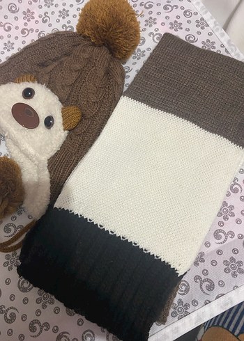 Çocuklar İçin Bohem Örgü Bere ve Atkı Seti - Görsel 2