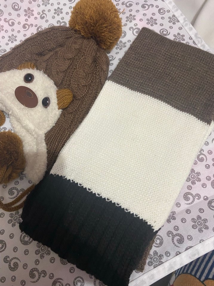 Çocuklar İçin Bohem Örgü Bere ve Atkı Seti - Görsel 2