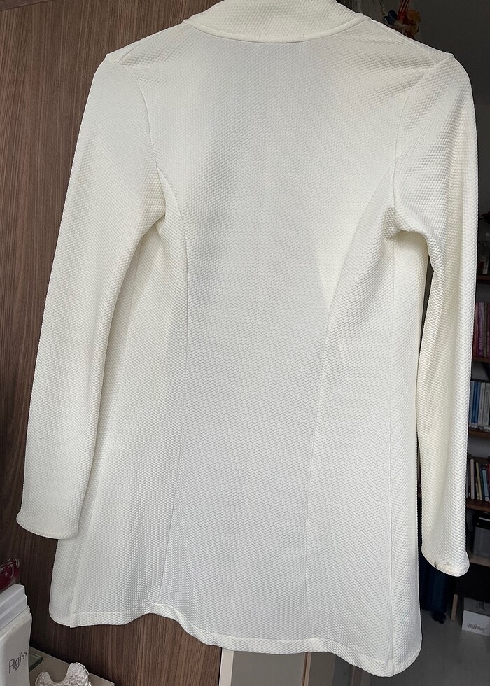 Kırık beyaz astarsız blazer ceket - Görsel 2