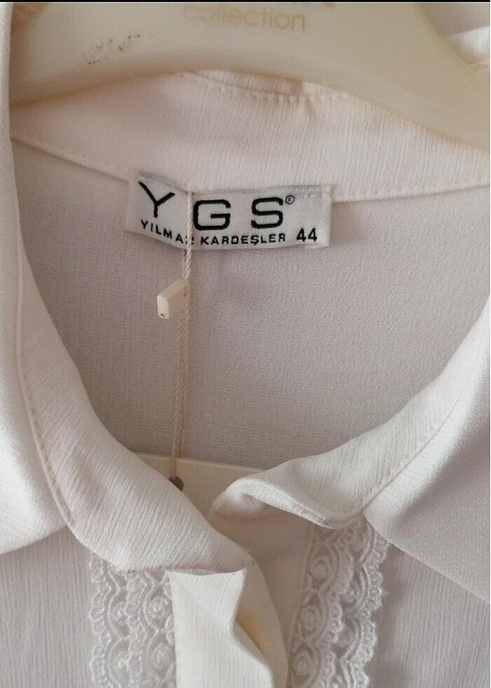 Beyaz güpür detaylı şık gömlek - Görsel 2