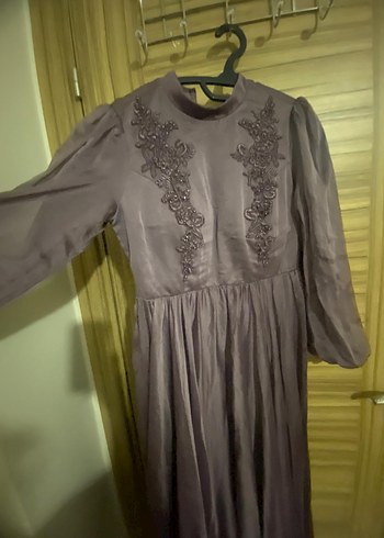 Gri Nakışlı Uzun Bohem Elbise - Görsel 4