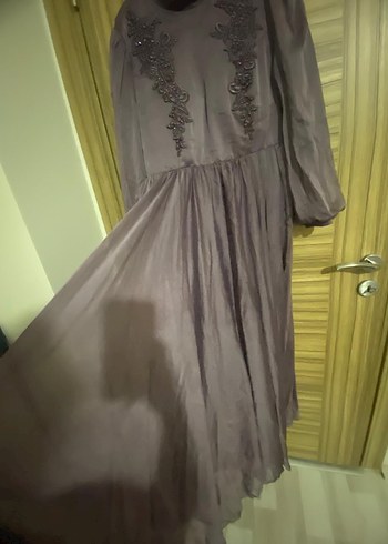 Gri Nakışlı Uzun Bohem Elbise - Görsel 11