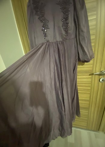 Gri Nakışlı Uzun Bohem Elbise - Görsel 6