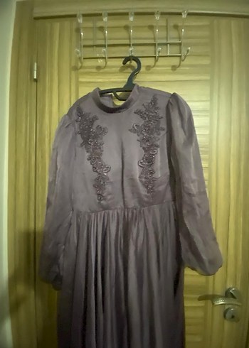 Gri Nakışlı Uzun Bohem Elbise - Görsel 2