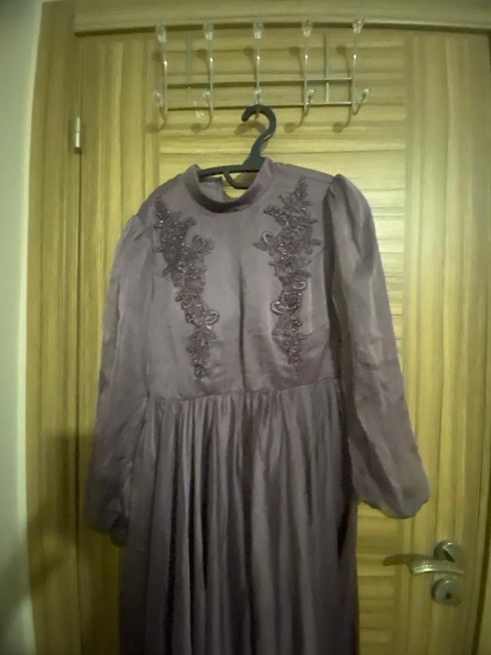 Gri Nakışlı Uzun Bohem Elbise - Görsel 2