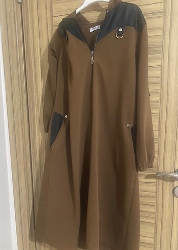 Kadın Kahverengi Süet Uzun Fermuarlı Kaban - Görsel 3