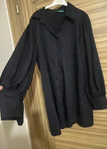 Düğmeli Siyah Kadın Uzun Kollu Gömlek - Görsel 3