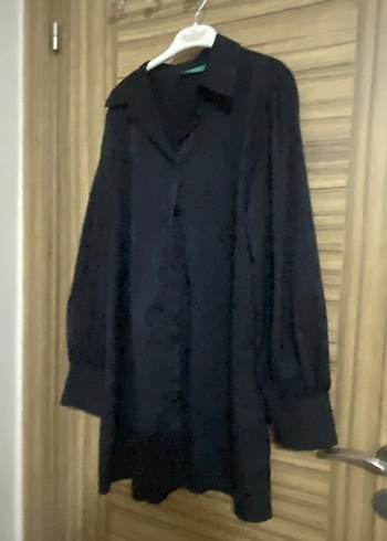 Düğmeli Siyah Kadın Uzun Kollu Gömlek - Görsel 4