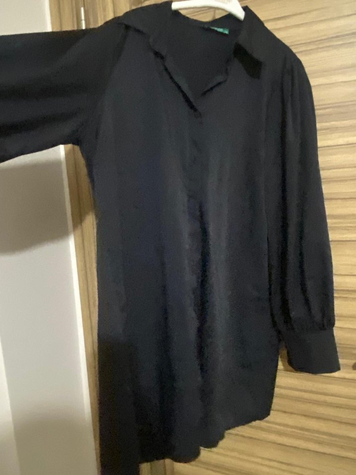 Düğmeli Siyah Kadın Uzun Kollu Gömlek - Görsel 2