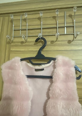 Pembe Uzun Kürklü Kadın Yelek - Görsel 8