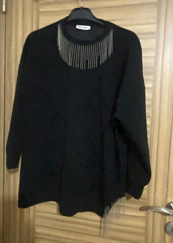 Zincir Detaylı Siyah Uzun Kollu Kadın Kazak - Görsel 5