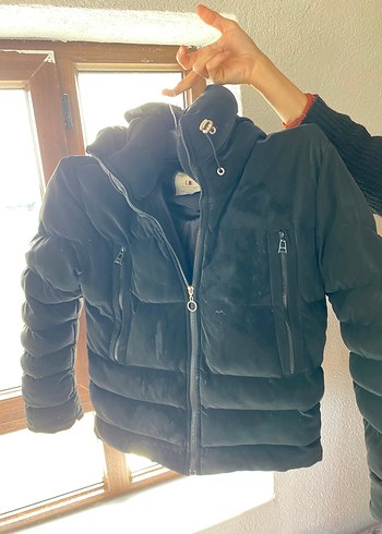 Siyah Kadın Kışlık Fermuarlı Mont - Görsel 3