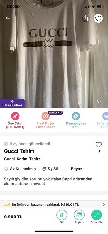 s Beden Gucci tahirt