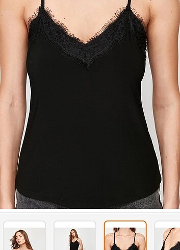 Trendyol & Milla Siyah dantel detaylı askılı bluz