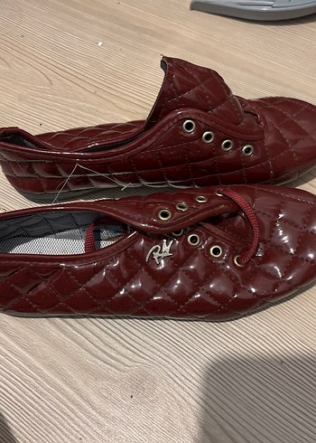 Bordo Parlak Düz taban Kadın Ayakkabı - Görsel 2