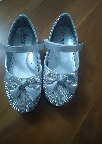 Kız Çocuk gümüş tokalı Babet Ayakkabı - Görsel 2