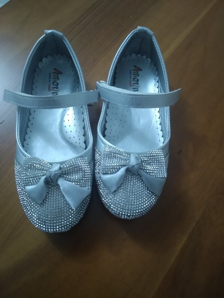 Kız Çocuk gümüş tokalı Babet Ayakkabı - Görsel 2