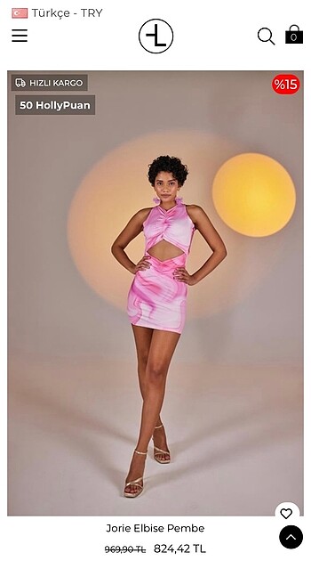 Holly lolly pembe kisa elbise