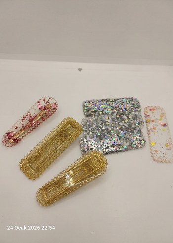 Işıltılı Çok Renkli Kadın Toka Seti Epoksi - Görsel 3