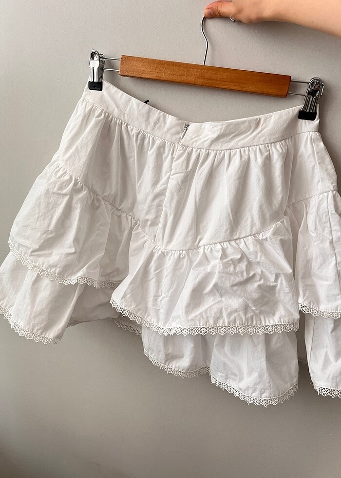 Fırfırlı poplin etek - Görsel 3