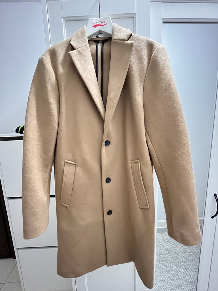 Bej Erkek Midi Kaban - fit kesim - Görsel 3