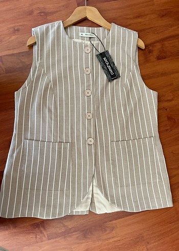 Zara kalıp çizgili dokuma yelek - Görsel 4