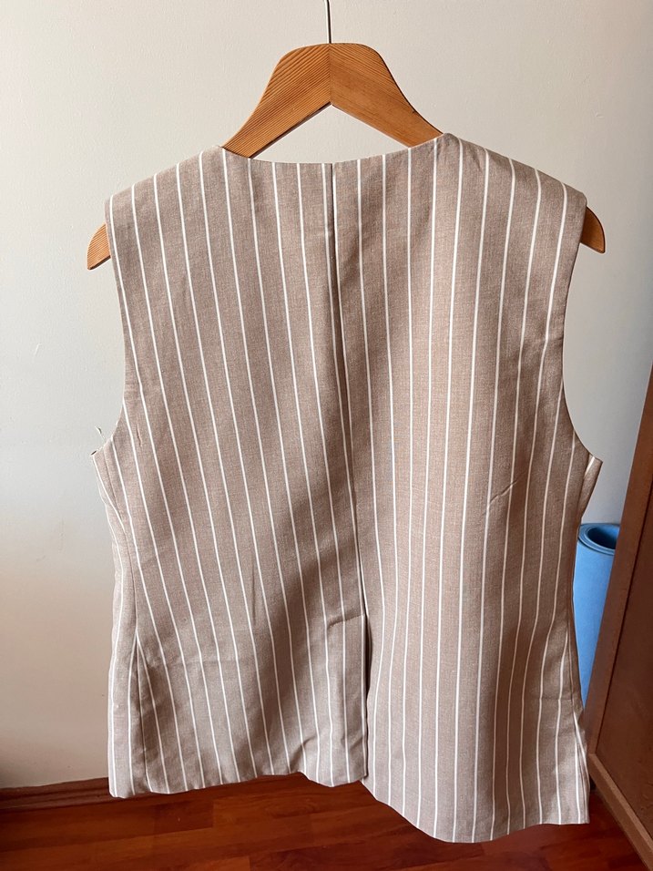 Zara kalıp çizgili dokuma yelek - Görsel 3