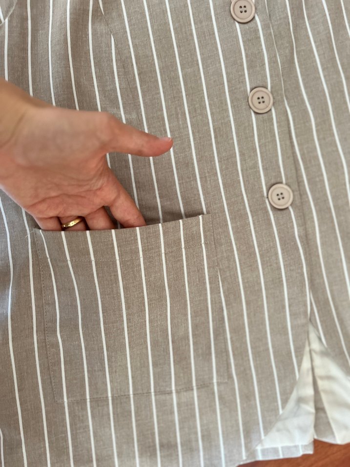 Zara kalıp çizgili dokuma yelek - Görsel 5