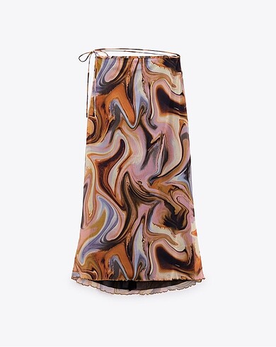 Zara tül etek desenli midi etek