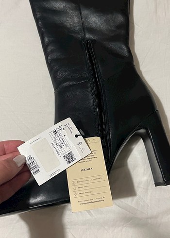 Mango hakiki deri çizme diz üstü çizme - Görsel 11