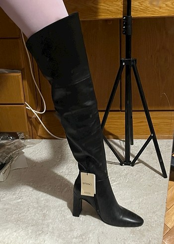 Mango hakiki deri çizme diz üstü çizme - Görsel 7