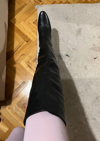 Mango hakiki deri çizme diz üstü çizme - Görsel 5