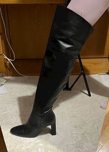 Mango hakiki deri çizme diz üstü çizme - Görsel 6