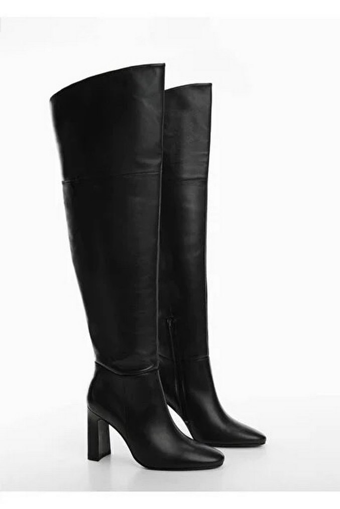 Mango hakiki deri çizme diz üstü çizme - Görsel 4