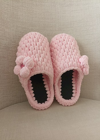 Gezer Açık Pembe Örgü Kadın Ev Terliği