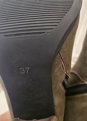 37 Beden kahverengi Renk Haki Süet Tokalı Kadın Topuklu Bot