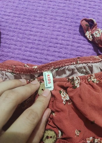 Kız Çocuk Kahverengi Düğmeli Bohem Bluz - Görsel 2