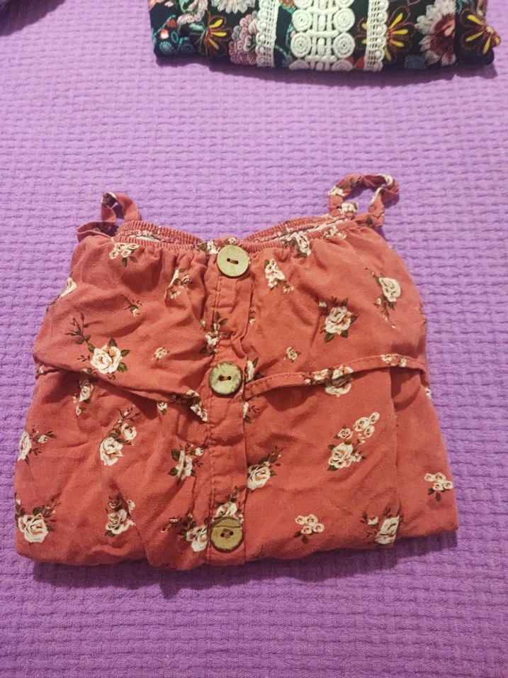 Kız Çocuk Kahverengi Düğmeli Bohem Bluz - Görsel 5