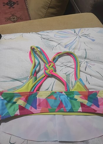 7 Yaş Beden Kız Çocuk Çok Renkli Bağcıklı Bikini