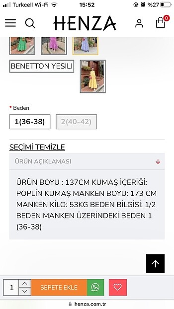 m Beden Henza tesettür elbise