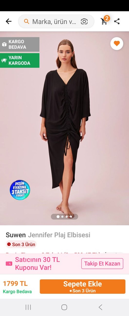 Siyah Uzun Salaş plaj Kadın Elbise - Görsel 3