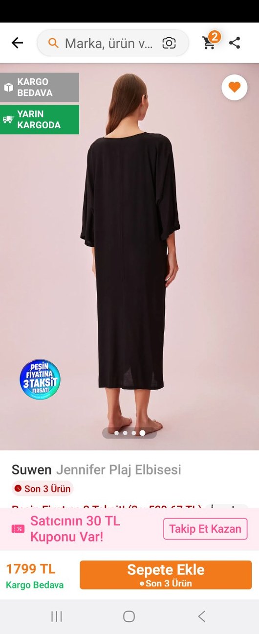 Siyah Uzun Salaş plaj Kadın Elbise - Görsel 2