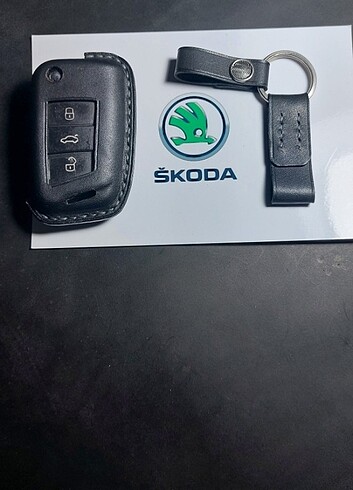 37 Beden SKODA/SEAT/ VOLKWAGEN SUSTALI ANAHTAR DERİ KILIFI