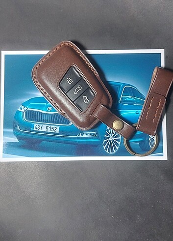 l Beden kahverengi Renk PASSAT/SUPERB/KADIAQ DERİ ANAHTAR KILIFI EL YAPIMI