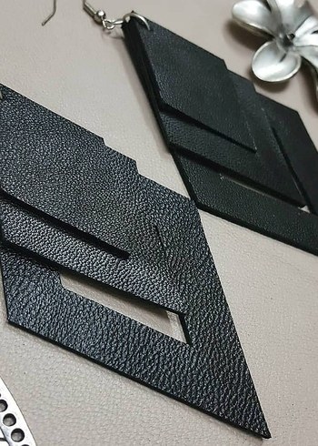 Siyah Uzun Dörtgen Hakiki Gerçek Dedi Kadın Küpe